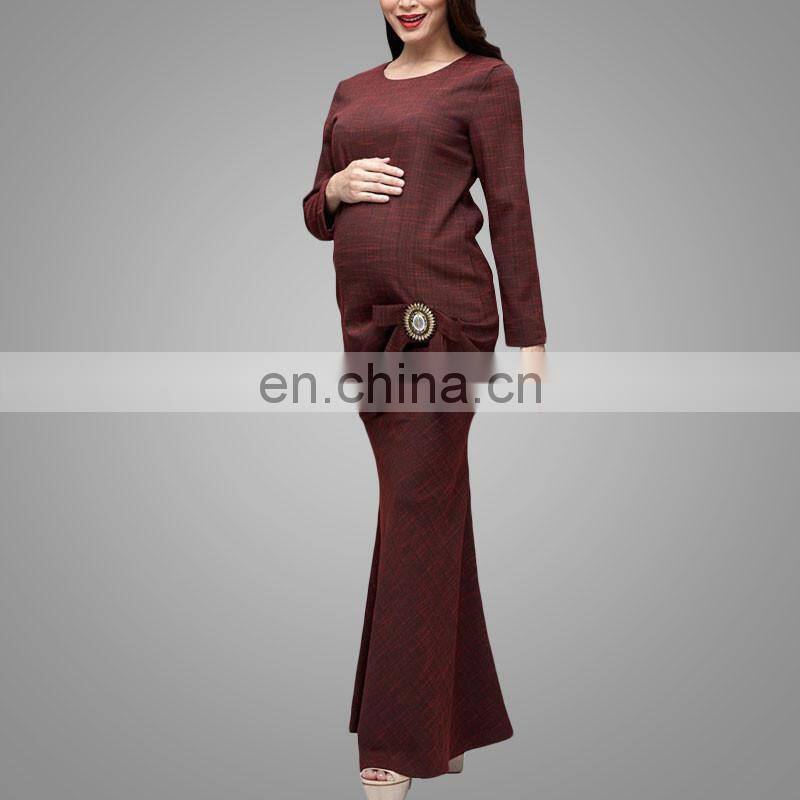 Red rock modern kurung long sleeve baju kurung muslimah for pregnant woman