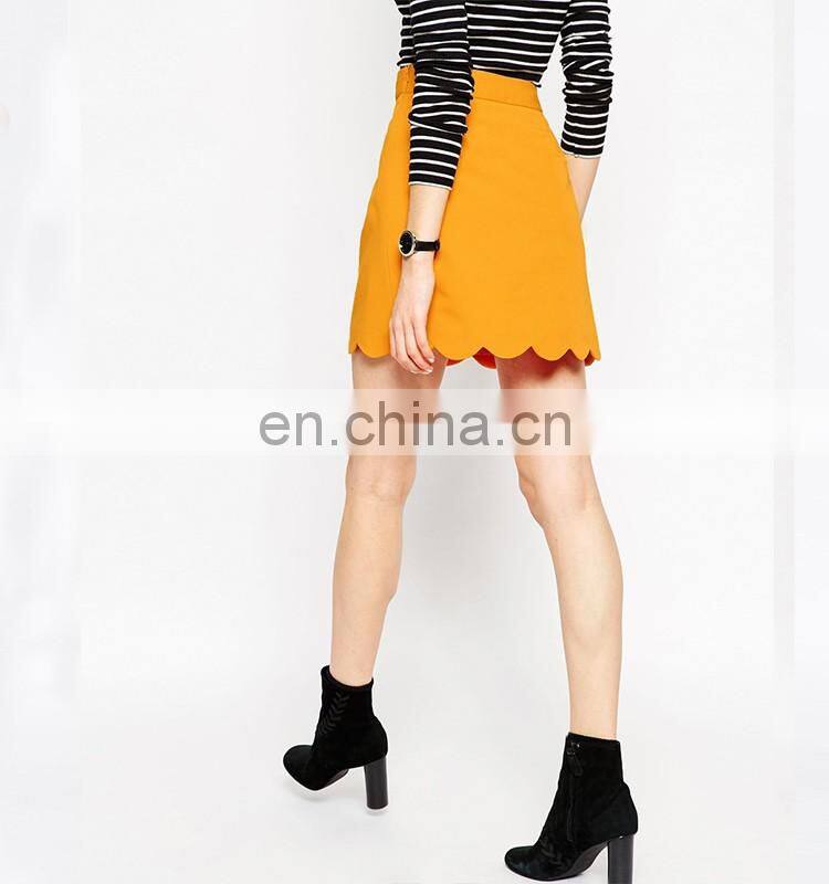 100% Polyester unlined midi Elegant Yellow sexy girl mini skirt