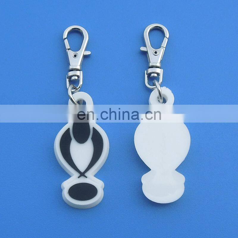Customized double-sided 3D embossed logo rubber soft pvc zipper puller