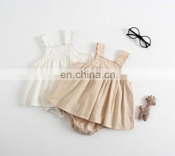 Lovely Summer Hot Sale Slip Dress Romper One Piece Baby Girl Cotton Romper