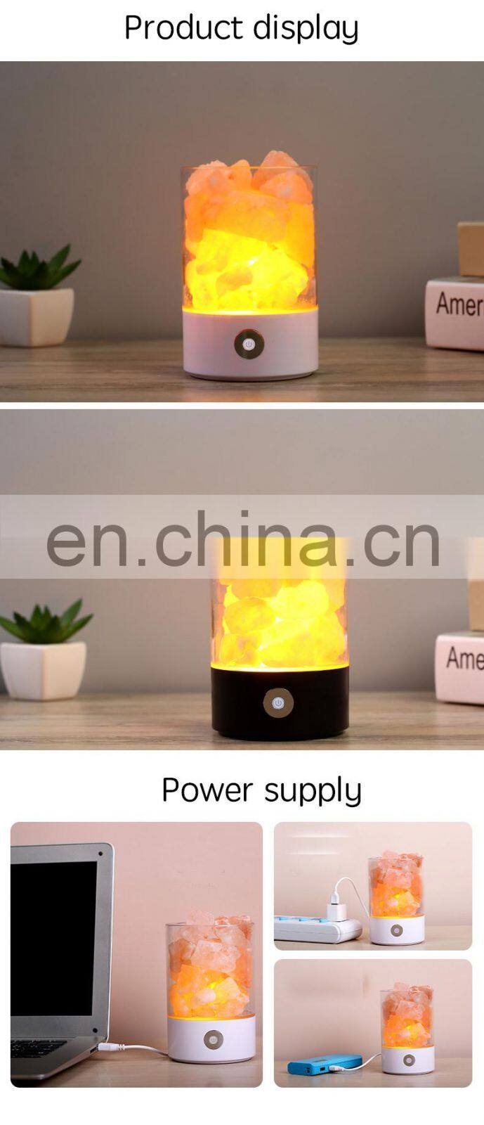 2020 New arrival plastic colorful led himalayan salt table lamp night light for decor