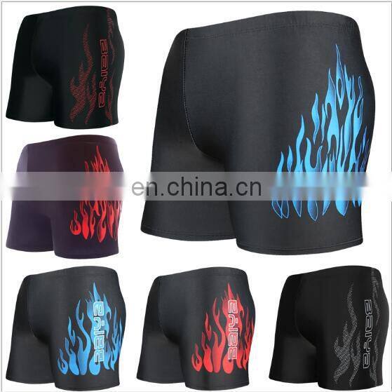 2019 Factory direct sale men's swimming trunks soak hot spring flat Angle loose swimsuit large size flame swimming trunks