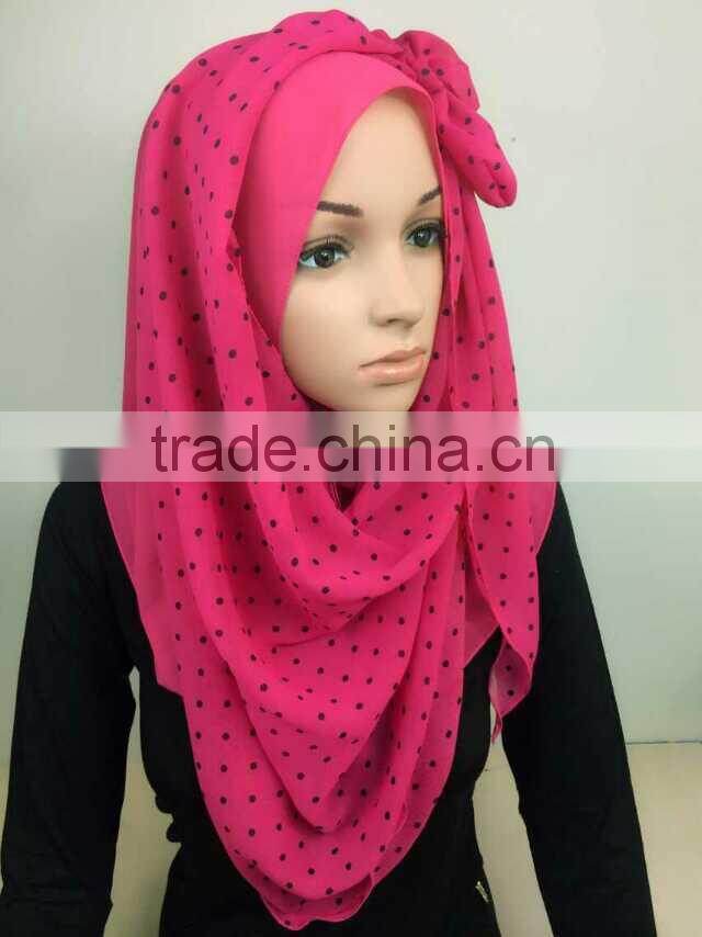 2015 Summer Two pieces chiffon bowknot muslim hijab