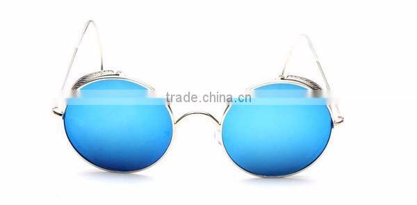 hot selling women ladies femal fashion retro classic metal frame small round sunglasses with cover mesh
