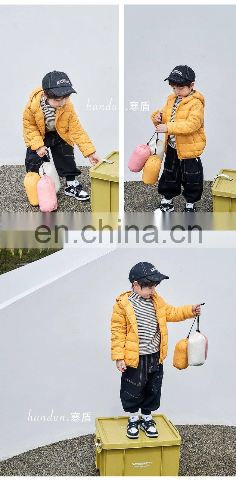 Handun's new children's down jacket Lightweight children's clothing boys and girls jackets hooded children's down jackets
