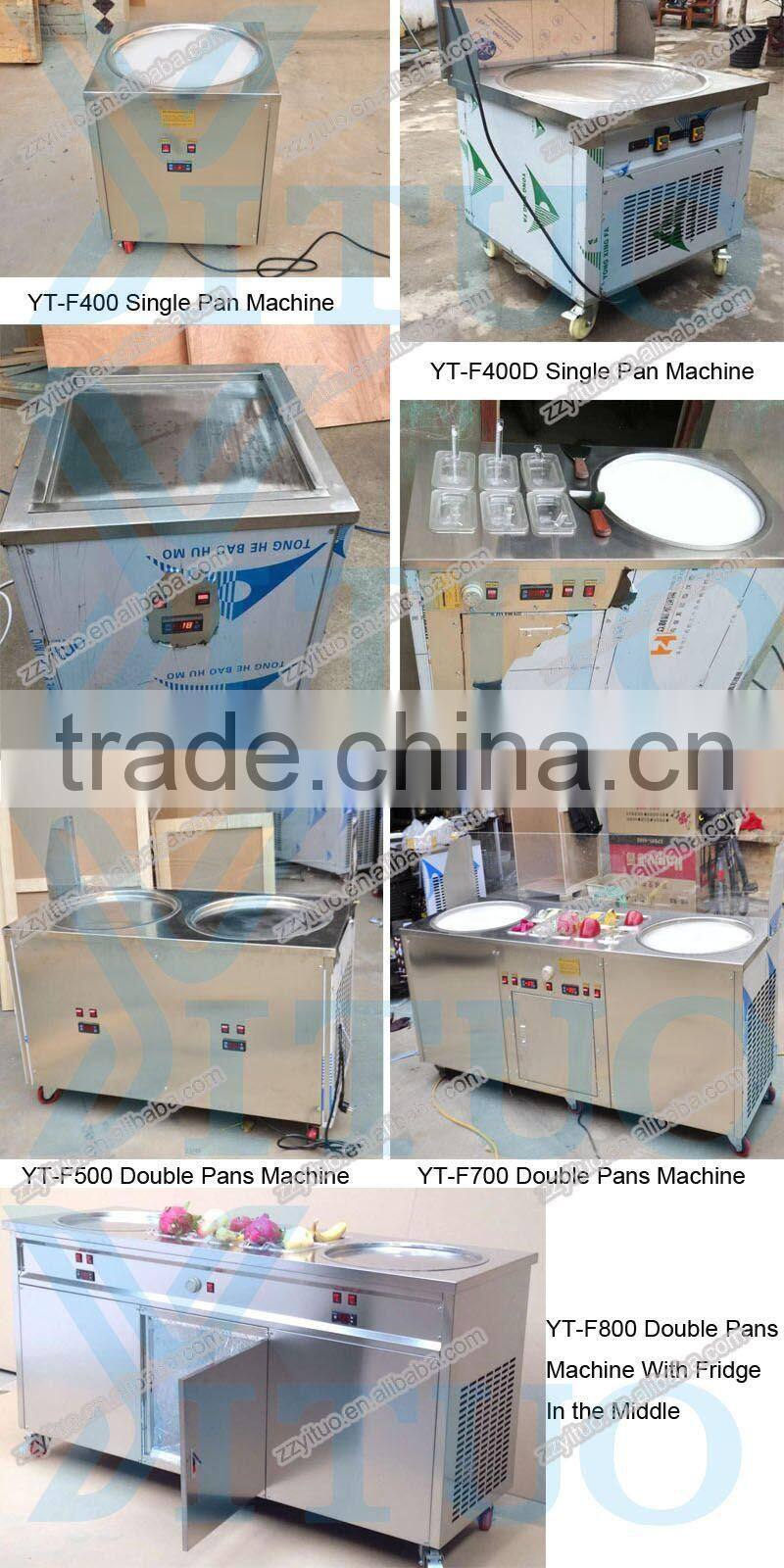 Double Flat Pan Fried Ice Cream Machine, Thailand Roll Ice Cream Maker, China Two Secop Compressor Fried Ice Cream Machine