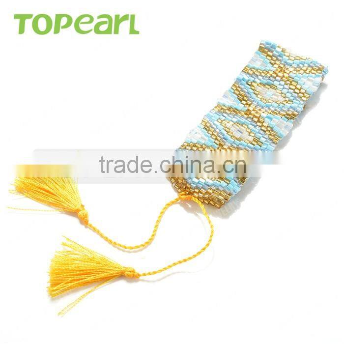 Charm Yellow Cotton Tassel Bracelet Seed Bead Bracelet Handmade for Women CLL143