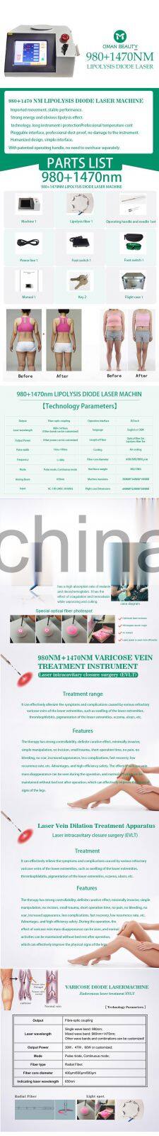 2022 Hot sale 980nm diode laser varicose veins laser treatment machine