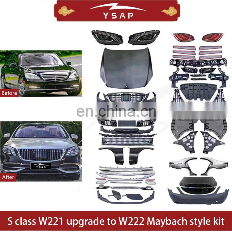 Hot selling auto body parts S class W221 upgrade to W222 Maybach style body kit