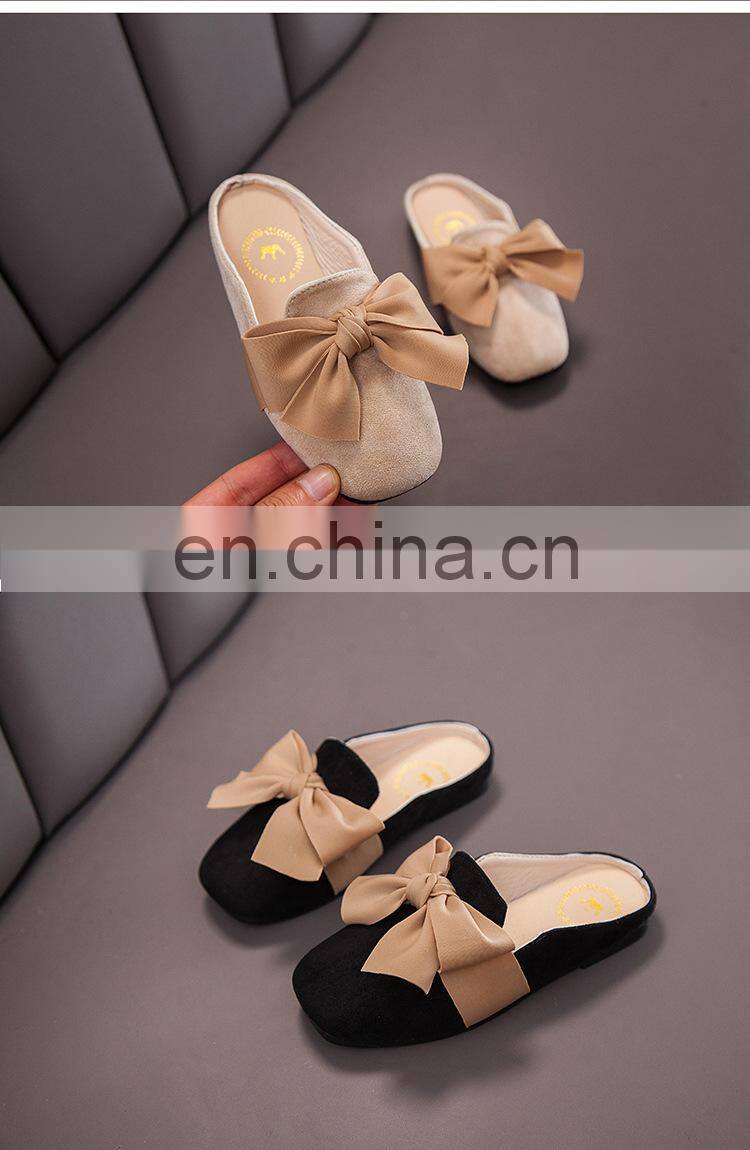 New Kids Slippers Girls Princess Spring Summer Casual Sandal Cute Bow Decorative Soft Leather Rubber Sole Baby Princess Shoes