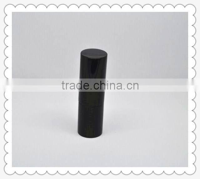 Hot sale magnet cylinder empty lipstick shiny black container, aluminum round lipstick