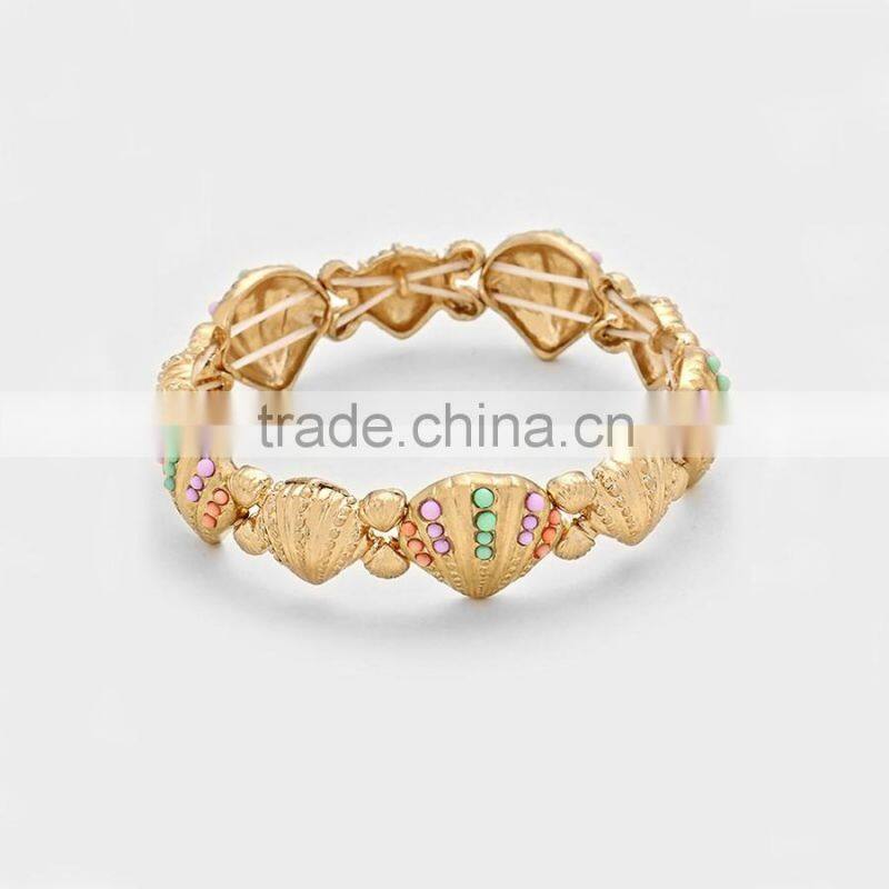 New Design Sea Life Jewley Shell Charm Stretch Bracelet