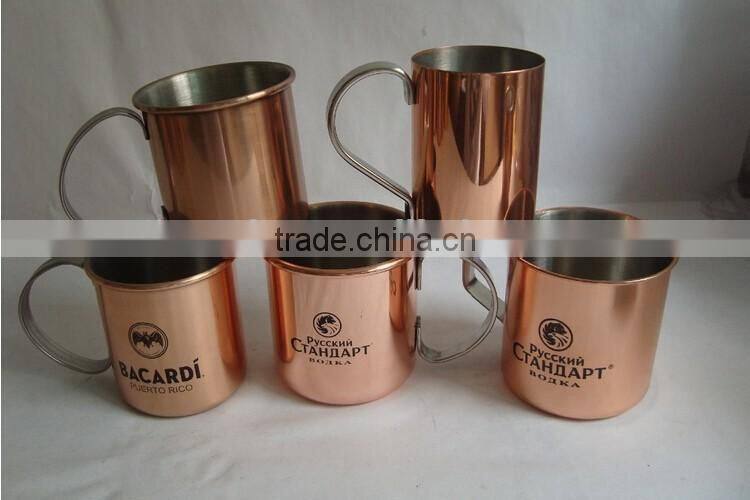 Smooth Solid Copper Barrel Moscow Mule Mug,Russian standard moscow mule copper mug