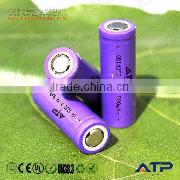 high quality 3.7v icr 14430 li-ion rechargeable battery / li ion 3.7v 500mah
