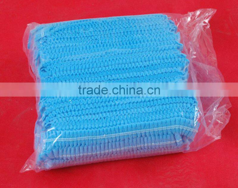 disposable non woven hairnets single elastic blue 10gsm PP