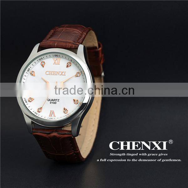 Chenxi Branding Diamond Design Leather Wristwatch Men 2016