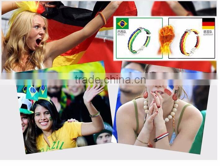 2016 Euro cup leather wrap nationall flag bracelet