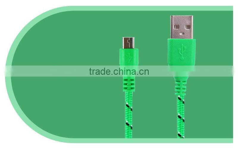 HOT 1M/2M/3M Nylon Fabric Braided Micro Data Sync USB Cable