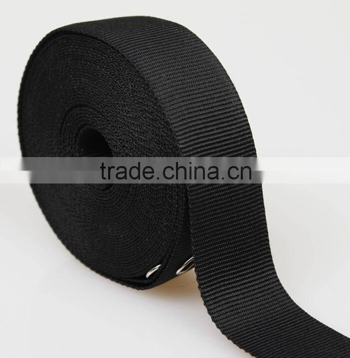 Black Nylon Webbing Strap for Fitness Equipment in Plain Weaving Surface