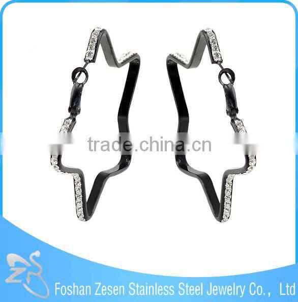 Stainless steel crystal fashion jewelry black wholesaler square jhumka earrings