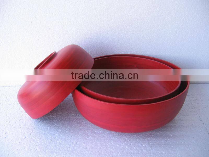 set of 3 spun bamboo bowl
