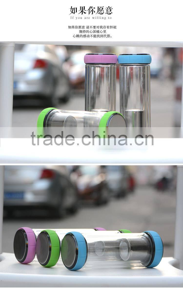 good quality Chinese factory whole double walled glass infuser tea bottle