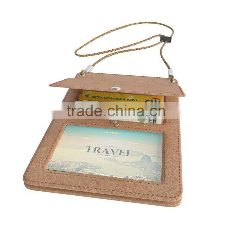 Custom Travel Document Holder Passport Organizer Leather Neck Travel Wallet