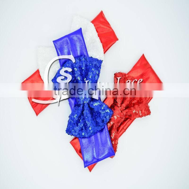 Handmade solid cotton fabric headband with big bowknot, baby messy bow tie elastic head wrap, baby good strength hair band