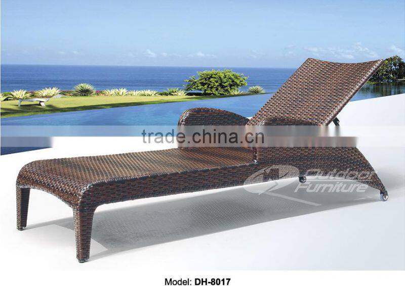 Outdoor Rattan Plastic Brown Color Sun Lounger(DH-8017)