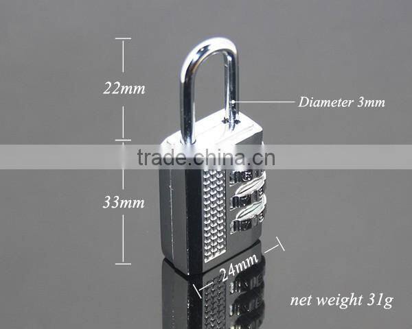 New Travel 3 Digit Code Safe Combination Zinc Alloy Metal Padlock Suitcase Travel Luggage Password Digital Lock