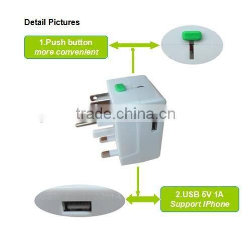 Worldwide US/EU/AU/UK Travel Adapter Plug Korea