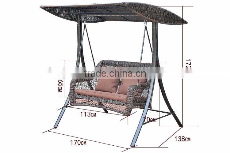 durable rattan swing chair with canopy for two people