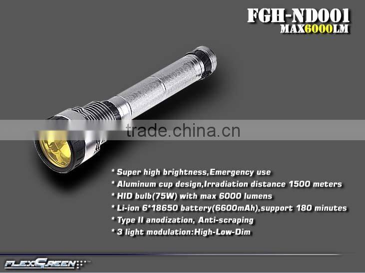 rechargeable 18650 battery 75W HID torch