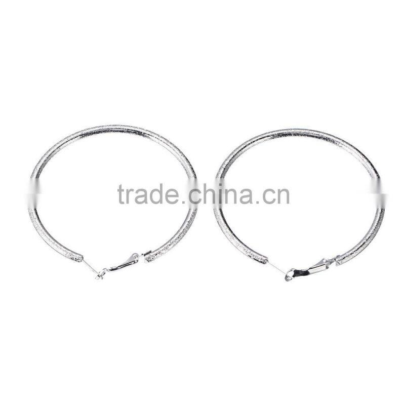 Fashion & Cheap Jewelry Silver plating large chunky matte hoop earrings for girls