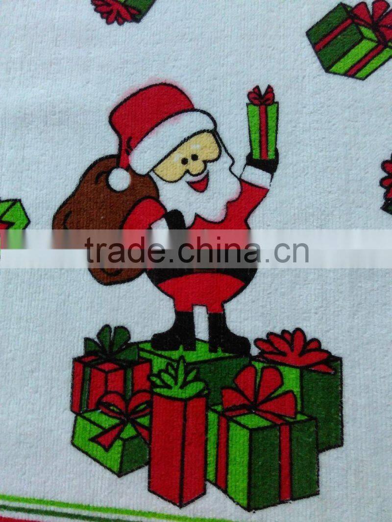 china supply 16S 100 cotton velour pigment printing kitchen towel christmas