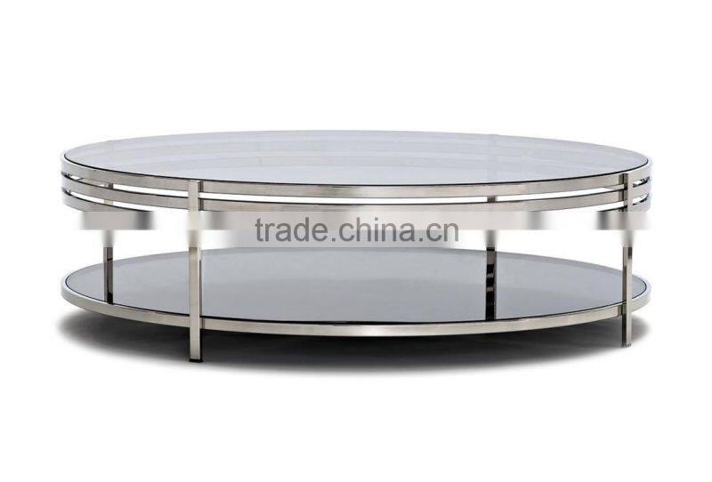 2 layer glass coffee table, round coffee table, Ula coffee table CT-012