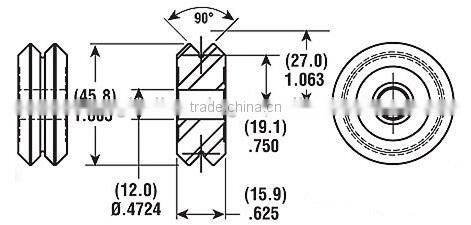 W3 2RS 12mm bore Dual V Guide Wheel Sealed Precision Double Row Angular Contact Ball Bearings