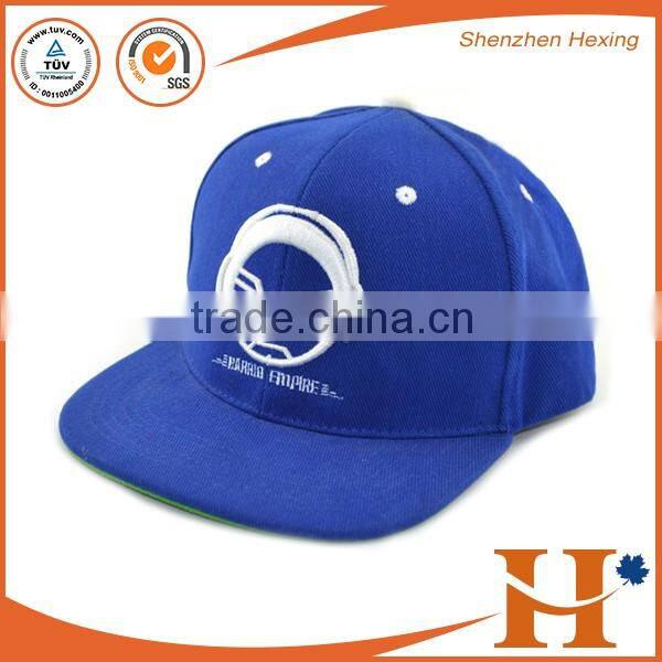2016 high quality embroidered black leather strapback hat blank embroided 5 panel