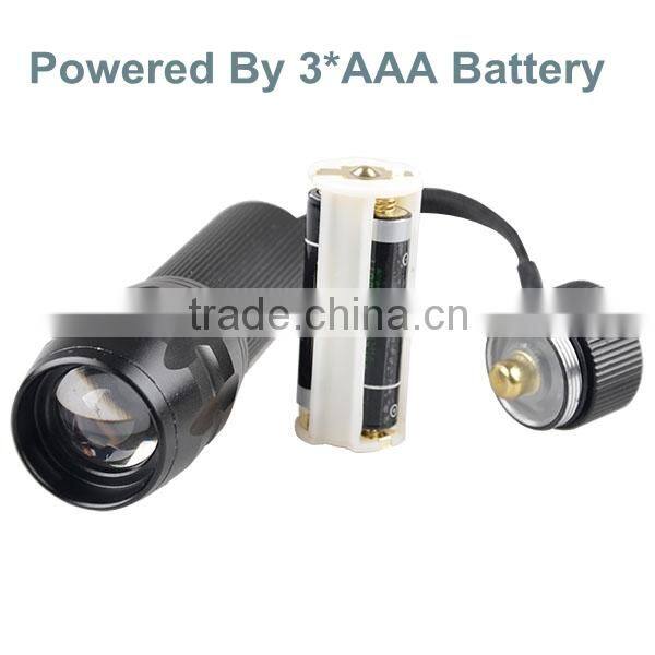 3W XPE Zoomable Ultra Bright Rechargeable Aluminium LED Torch Light Police Flashlight