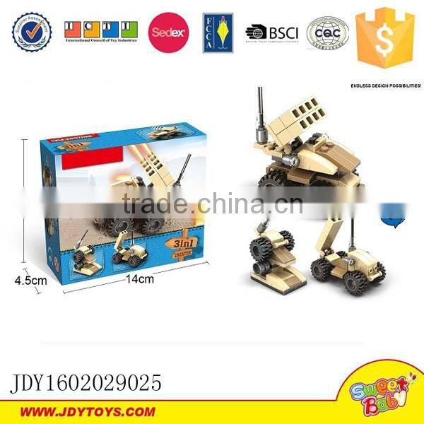 Building block platic tank 3 in 1 toy brick military toys changeable 3 style tank
