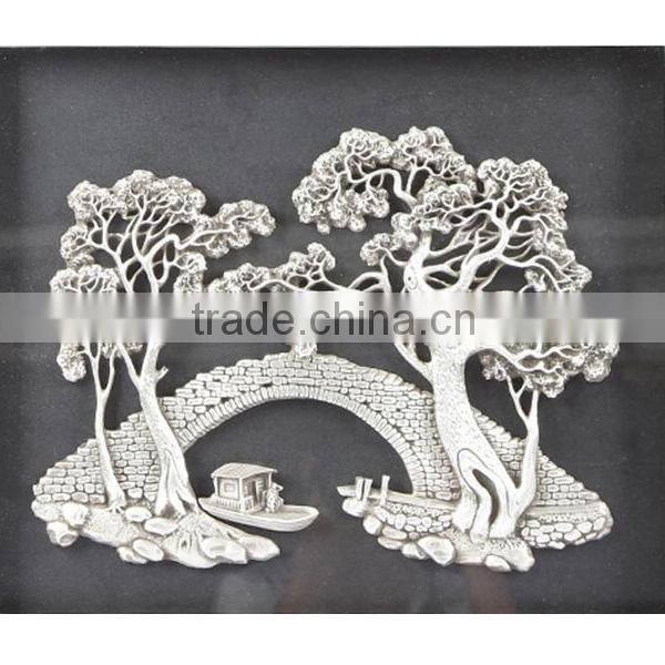 Silver Haze/Silver painted bridges Figure/Featured home silver carved paintings