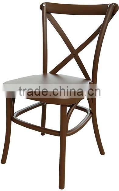 Stackable Factory Direct Resin Cross Back Chair with Metal Core Piping Resin Restaurant Dining Chair