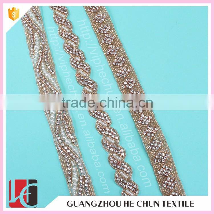 HC4627-1 Hechun Bridesmaid Dress Fashion Gold Rhinestone Trim