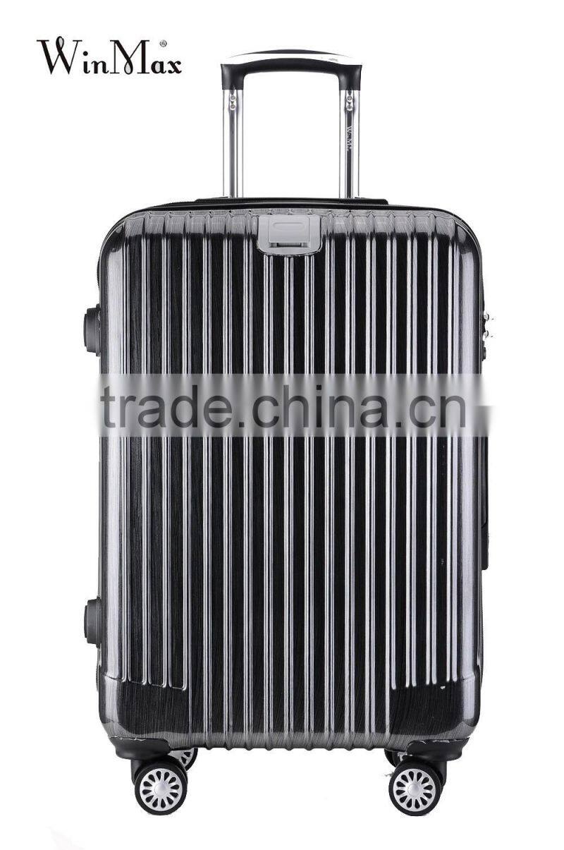 Satin black zipper closure lightweight travel luggage
