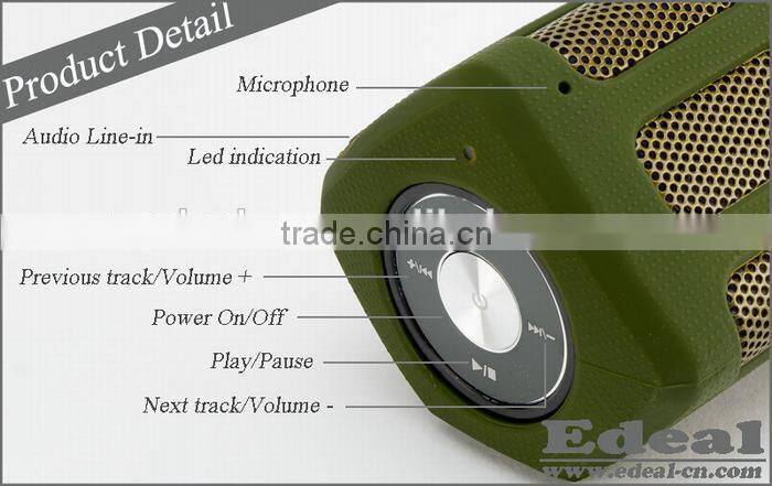 2015 Popular small round mini speaker bluetooth 7000MAH power band speaker for camping From BSCI manufacturer