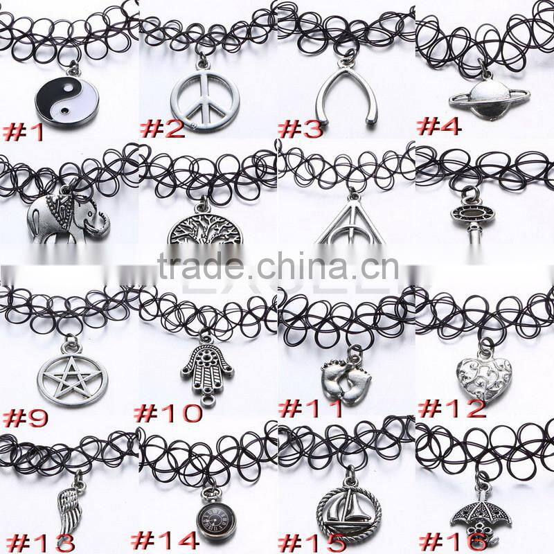 2015 Hot Plastic Elastic Tattoo Choker Necklace