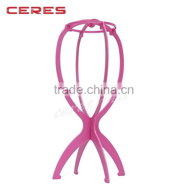 Cheap price high quality plastic wig display stand, stable folding wig stand for hair salon or shop