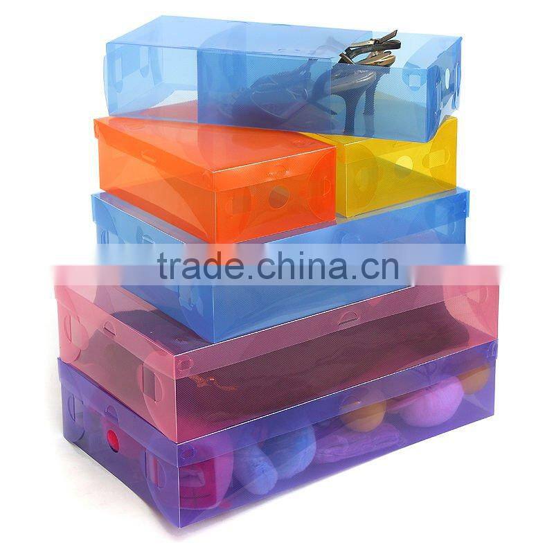 GOOD price PP poly stackable shoe box with handle with divider