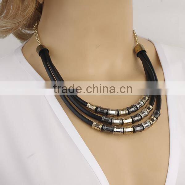 blue crystal beads simple sexy gold plated necklace