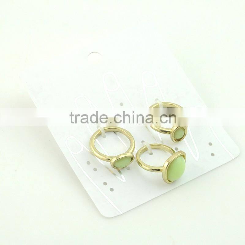 Hot time many sizes gold color alloy resin costom finger ring sets